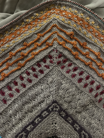 The start of a knitted shawl