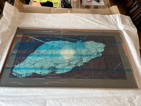 Framed sketch of a spaceship