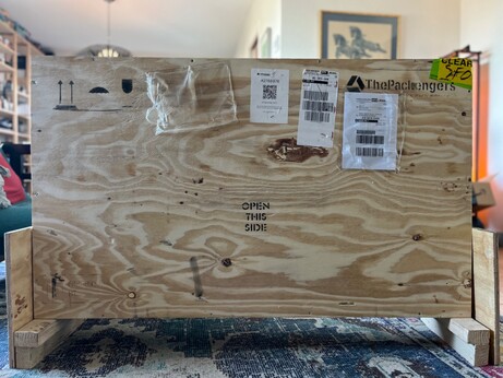 A wooden packing crate.