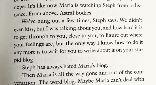 Text excerpt: “Steph has always hated Maria’s blog.”