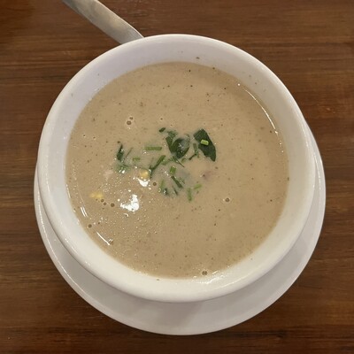 A sour rye soup with sausage and eggs. I will be looking for recipes when I return home. 