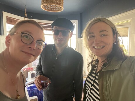 Can’t move without some friends to help lighten the load. Gene relieved me of some apple brandy; Pauline donated an unopened bottle of yellow Chartreuse to the kami of Nob Hill by smashing it against the ground. A blessed moving. 